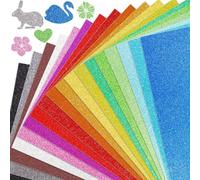 Wenrescry 40 pcs Feuilles de papier pailleté A4 - Papier pailleté coloré pour bricolage et décoration, 20 couleurs, papier de bricolage 250 g/m² pour scrapbooking, cartes de vœux et projets de