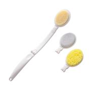 Wenrescry Brosse corps, Brosse dos douche - Brosse 3 en 1 avec Manche Long Pliable, 3 Têtes Remplaçables (Éponge, Nylon, Pierre Ponce) pour Nettoyage et Exfoliation