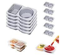 wenrescry Lot de 10 boîtes à goûter réutilisables avec séparateurs - Récipients à collation à deux compartiments anti-fuite, récipients à épices, passent au lave-vaisselle, sans BPA, idéal pour les