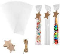 Wenrescry Lot De 100 Sachet Cellophane,Emballage Bougie,Sacs En Cellophane Transparent De 30 X 6 Cm Pour Bougies, Emballages De Bougies Avec Étiquettes Cadeaux,Idéal Pour Noël, Anniversaire Et Mariage