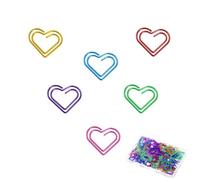 Wenrescry Lot de 100 Trombones Cœur - 6 Couleurs - Trombones Décoratifs en Forme de Cœur pour Bureau, École, DIY et Documents - Fourniture Originale avec Boîte de Rangement Transparente