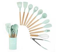 Wenrescry Lot de 12 ustensiles de cuisine en silicone antiadhésifs de qualité alimentaire Vert algue