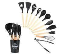 Wenrescry Lot de 12 Ustensiles de Cuisine en Silicone - Résistants à la Chaleur, Antiadhésifs, Faciles à Nettoyer avec Support de Rangement Pratique