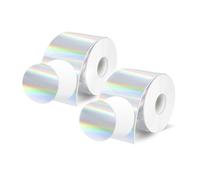 Wenrescry Lot de 300 étiquettes thermiques holographiques argentées, 50 x 50 mm, autocollants ronds pour logo DIY, code QR et étiquette nominative, imperméables, résistantes à l'huile, durables