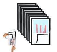 wenrescry Lot de 8 Cadres Magnétiques A4 - Cadres Adhésifs avec Fermeture Magnétique pour Affiches, Documents et Photos, Facile à Installer et Réutilisable, 4 Cadres Noirs et 4 Cadres Argentés