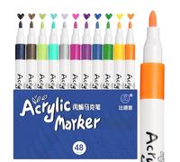 wenrescry Marqueurs Acryliques - 48 Couleurs, Feutres à Séchage Rapide pour DIY, Pierres, Céramique, Verre, Bois, Toile, Décorations Noël et Halloween, Projets Artistiques, Calligraphie, Scrapbooking