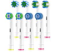 Wens Brossette Compatibles avec Oral-b Brosse a Dent Electrique, Têtes de Rechange pour Brosse à Dents Electrique Oral-b, Inclure 2 Cross, 2 Floss, 2 Sensitive & 2 Precision, Blanc