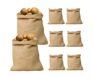 Wensdr Lot de 8 grands sacs réutilisables en toile de jute tissée pour course de pommes de terre, 60 x 99,8 cm, sacs de rangement pour légumes, aliments de jardinage, sacs à déchets