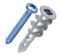 Wensilon Lot de 200 chevilles auto-perceuses en alliage de zinc #8, ancrages muraux en métal avec vis, 100 chevilles murales et 100 vis pour cloison sèche, suspension et montage de 34 kg