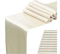 WENSINL Lot de 10 chemins de table longs en satin - 30,5 x 274,3 cm - Pour fête, mariage, anniversaire, Noël, Nouvel An - Ivoire