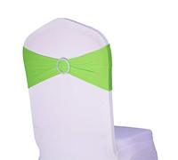 WENSINL Lot de 100 rubans de chaise de mariage élastiques avec boucle coulissante, nœuds de chaise pour décoration de mariage, sans housses de chaise blanches (vert clair)