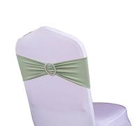 WENSINL Lot de 100 rubans de chaise extensibles vert sauge pour mariage, bandes de chaise élastiques en lycra avec boucle curseur, nœuds de chaise en élasthanne pour fête, sans housses de chaise
