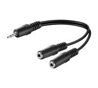 Wentronic Adaptateur de câble audio en Y 3,5 mm, 1x mâle 2x femelle stéréo, 0.2 m, noir - jack 3,5 mm mâle (3 broches, stéréo) > 2x jack 3,5 mm femelle (3 broches, stéréo)