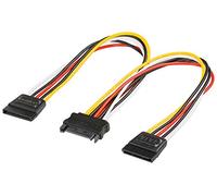 Wentronic Lot de 2 câbles d'adaptateur d'alimentation internes avec connecteur SATA vers 2 fiches SATA, Noir
