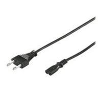 goobay 50084 Câble d'alimentation Euro mâle à 2 pins Euro double femelle droit /cable alimentation PS5, PS4, Xbox / Type C & C7 femelle universel câble chargeur / noir / 1,5m