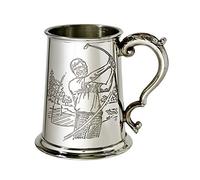 Wentworth Pewter - Chope en étain de 1 pinte de golfeur, scène de golf en relief avec chope à bière