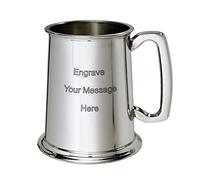 Wentworth Pewter - Chope en étain standard unie de 1 pinte (avec gravure)