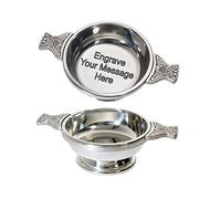 Wentworth Pewter - Tasse Quaich de l'amitié en étain de taille moyenne de 200 ml, gravée gratuitement, Loving Cup Burns Night