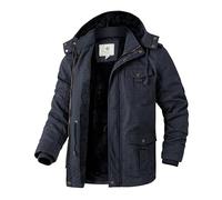 WenVen Homme Blouson Chaude à Capuche d'hiver Manteau Mi-Long Bleu Marine M