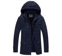 WenVen Homme Blouson Matelassé d'hiver en Coton Veste Extérieure Chaude Coupe-Vent Manteaux à Capuche en Fausse Fourrure Puffer Blouson Parka Bleu Marine M