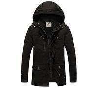 WenVen Homme Parka d'hiver Décontractée Résistante à l'eau Manteau Matelassé en Coton Chaud Veste d'Extérieur Coupe-Vent Puffer Blouson Noir S