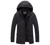 WenVen Homme Veste à Capuche en Coton Classique Chaud Polaire Parka | Coupe-Vent,Multi-Poche,Softshell,Résistante,Threaded Cuffs,Zipper Pockets,Collection automne hiver,Plein air,Camping