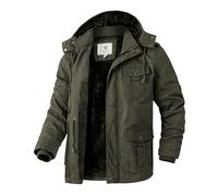 WenVen Homme Veste Chaude à Capuche d'hiver Manteau en Polaire Sherpa Epaissie Parka Coupe-Vent Manteau d'Extérieur Mi-Long Décontracté Vert Militaire-1 S