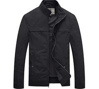 WenVen Homme Veste d'extérieur Militaire Décontractée en Coton Automne Printemps Multi-Poche Manteau Zippé Gris Foncé M