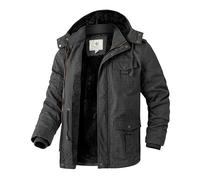 WenVen Homme Veste d'hiver Chaude Manteau Coupe-Vent Veste d'Extérieur Mi-Longue Décontractée à Capuche Doublure en Polaire Parka Militaire Classique Gris M