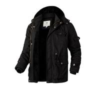 WenVen Homme Veste Matelassée d'hiver en Coton Veste d'extérieur Résistante à l'eau Manteau Chaud à Capuche Fausse Fourrure Parka Coupe-Vent Puffer Blouson Noir M