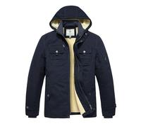 WenVen Homme Veste Matelassée Manteau Chaud à Capuche d'hiver en Coton Classique Manteau d'Extérieur Coupe-Vent Veste d'Extérieur Décontractée Puffer Blouson Bleu Marine M