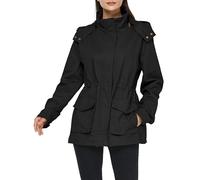 WenVen Veste Femme mi Saison Parka Grande Taille avec Capuche Amovible Veste Militaire Coupe Ajustée Veste Classique Automne Hiver Manteau Trench Coat Manteau en Coton Noir L