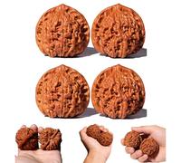 Wenwan Lot de 2 paires de balles de massage pour les mains en noyer chinois naturel pour soulager le stress | Balles de thérapie de réflexologie de 4,6 cm pour la santé des mains, la circulation et