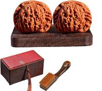 Wenwan Natural Boule de Massage Main Noyer Chinois Soulagement du Stress Soulage le Stress Anxiété Améliore la Dextérité des Doigts Boîte Cadeau Comprend Une Brosse Gratuite (Tête de Lion) (Tête de