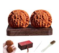 Wenwan Walnuts - Balle chinoise anti-stress for massage et entraînement des mains, poignée en bois massif naturel for personnes âgées et bien-être(Young Master's Hat-a)