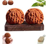 Wenwan Walnuts, Chinese Walnut Fidget for Hand Massage & Stress Relief, Natural Solid Wood Hand Exercise Balls, Traditional Health Care Gift for Elderly & Meditation (A-Original Color, 40-41mm)