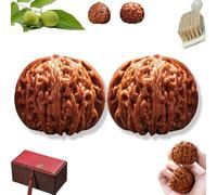 Wenwan Walnuts, Chinese Walnuts Fidget Stress Relief Hand Exercise Balls, Traditional Chinese Walnut Toys,Natural Wenwan Walnut Handball for Elderly Gift (A-Style, 36-37mm)