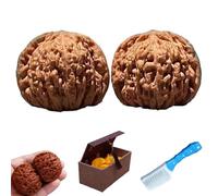Wenwan Walnuts for Hand Massage and Stress Relief - Natural Solid Wood Fidget Balls for Elderly Hand Exercise, Focus and Meditation Therapy (B, 44-45mm)