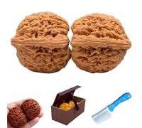 Wenwan Walnuts for Hand Massage and Stress Relief - Natural Solid Wood Fidget Balls for Elderly Hand Exercise, Focus and Meditation Therapy (C, 37-38mm)