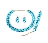 wenwendianzi 4 pièces/ensemble boucles d'oreilles en acrylique de couleur métallique, Bracelet ras du cou