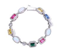 wenwendianzi 6/7/10/15mm Colorful Gemstones Chain Necklaces Enamel Cross Bracelet