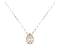 wenwendianzi Collier avec pendentif en argent sterling S925 et lunette avec chaîne et pierres précieuses solitaires(Rose gold color,50cm,3ct 7x11mm)