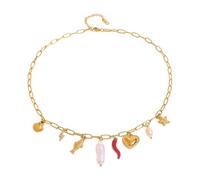 wenwendianzi Collier créatif en acier inoxydable 316l, pendentif multi-breloques en forme de cœur de piment rouge, bijoux personnalisés, accessoire attrayant for femmes