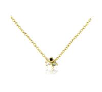 wenwendianzi Collier en argent Sterling 100% avec trois Zircons arc-en-ciel for femmes, bijoux en cristal, anneaux ronds, 925(Yellow)