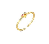 wenwendianzi Collier en argent Sterling 100% avec trois Zircons arc-en-ciel for femmes, bijoux en cristal, anneaux ronds, 925(GRAY)