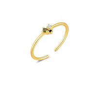 wenwendianzi Collier en argent Sterling 100% avec trois Zircons arc-en-ciel for femmes, bijoux en cristal, anneaux ronds, 925(Red)