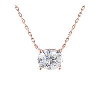 wenwendianzi Collier pendentif Moissanite ovale 1/2/3CT for femmes, argent S925(RoseGold TypeA,3CT 8x10MM)