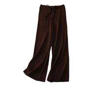 Wenwenma Pantalon en Cachemire pour Femme - Pantalon Large en Tricot (Brown, Medium)