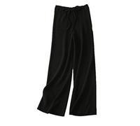 Wenwenma Pantalon en Cachemire pour Femme - Pantalon Large en Tricot (Noir, Medium)