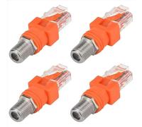 Wenxiaw Lot de 4 adaptateurs F femelle vers RJ45 mâle RF vers RJ45 - Câble coaxial vers Ethernet - Adaptateur F femelle vers RJ45 mâle droit RJ45 vers RF - Pour testeur de câble (orange)